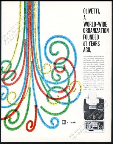 1960 Olivetti kalkulator Pintori nowoczesny projekt graficzny sztuka vintage druk reklama - Zdjęcie 1 z 7