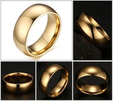 18ct Yellow Gold Filled 8mm Solid D-Shaped Polished Wedding Band/Ring UK: L-Z4