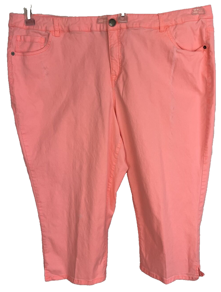 Lane Bryant Capri Pants Womens Sz 28 Stretch Zip Summer Casual Salmon Pink  CB2G | eBay