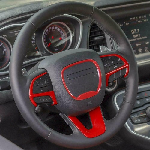 4PCS Red Steering Wheel Cover Trim Sticker Decal Bezels for Dodge Durango 2014+ - Picture 4 of 7