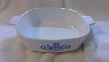 Vintage 1960-61 Blue Cornflower 1qt, Corning Ware Dish, Blurry Blue Stamp Mark
