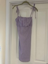 Girls Ladies uk 4 Primark Purple Lilac Checked gingham Cotton Dress strappy