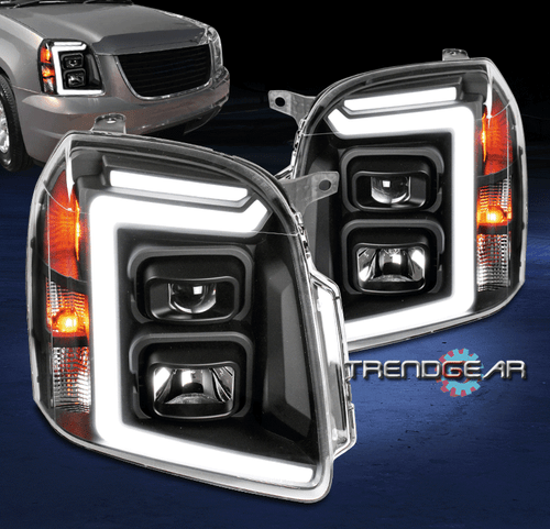 Fit 2007-2014 GMC Yukon XL Denali LED Tube Projector Headlights Headlamps Black - Bild 1 von 12