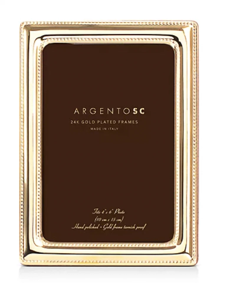 MARCO DE FOTOS ARGENTO SC DOBLE CUENTA 4 X 6" CHAMPAGNE CHAPADO EN ORO 24K PULIDO NUEVO Foto 2 de 4