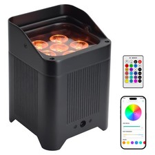 LED Par Light 6 18W RGBWA UV 6in1 Uplight BatteryPowered App DMX Remote Control