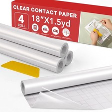 4 Rolls Clear Contact Paper, Adhesive Book Covers 18 in x 4.5 ft  Contact Paper