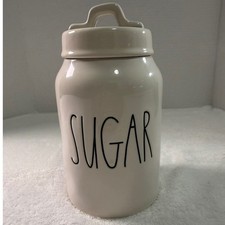 Rae Dunn Artisan Collection Sugar Canister Cream Ceramic Fat Lid Handle