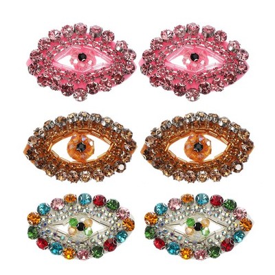 6 x Eye Rhinestone Patches Eye Patches Pink Gold Multicolor