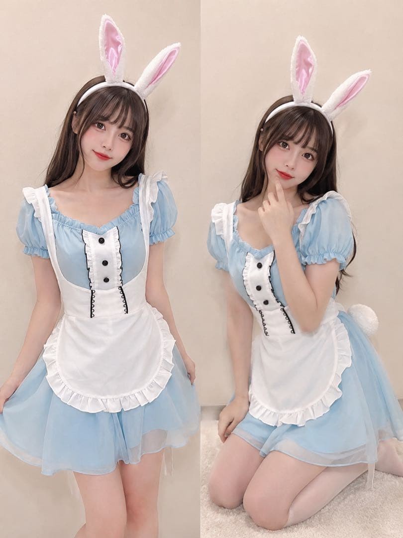 Disfraz de Alicia en el País de las Maravillas Conejo Azul Cosplay Conejito Criada Tamaño Gratis Evento/Foto