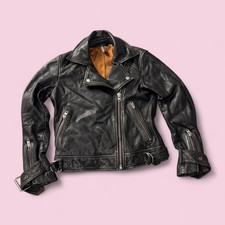 Topshop Womens Black Leather Biker Jacket Zip...