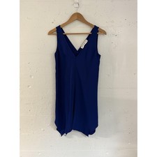 Amanda Uprichard Dress Womens XS Blue Sleeveless V Neck Handkerchief Hem Dress