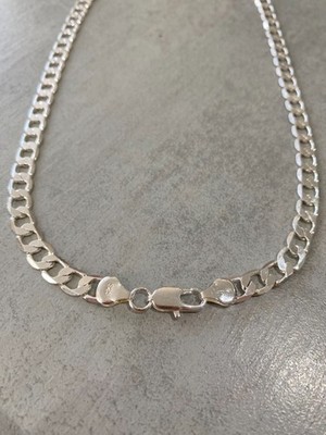 Men's Curb Chain Link Chain Necklace 925 Silver 50cm x 8mm