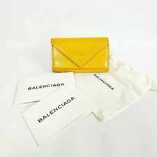 BALENCIAGA Unisex Yellow Leather 6 Silver Ring Key Case With Dust Bag Authentic