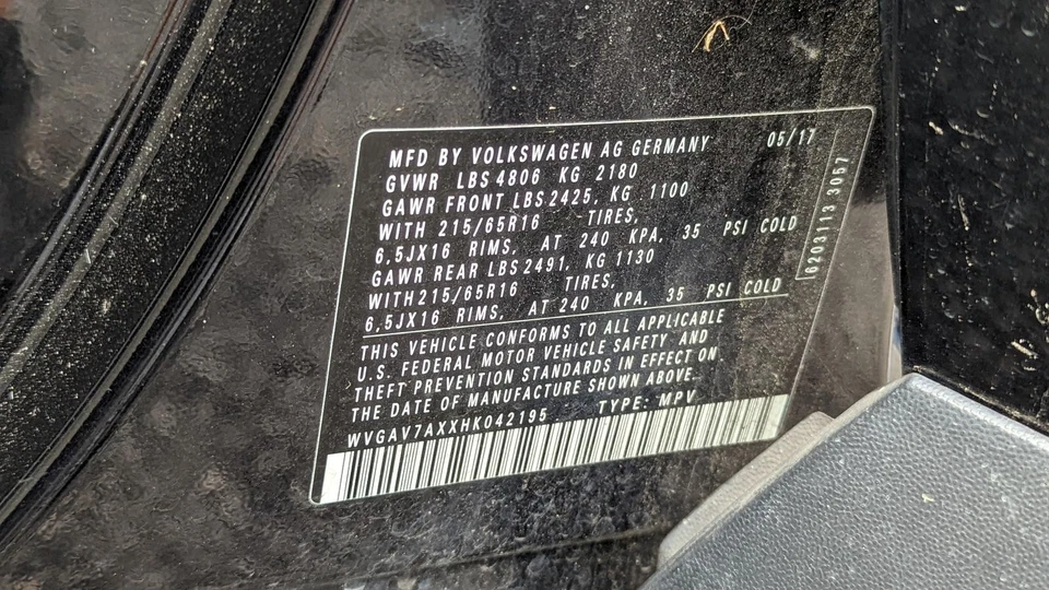 Conjunto de filtro de aire usado se adapta a: Volkswagen Tiguan 2017 motor de gasolina 2,0 L ID C Foto 3 de 4