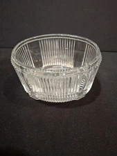 Vintage Art Deco Footed Ribbed Glass Salt Cellar Or Dip Dish By Avon
