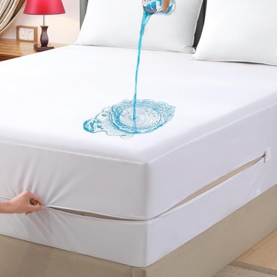 Twin XL Waterproof Mattress Encasement, Zippered Dorm Mattress Protector, Bre...