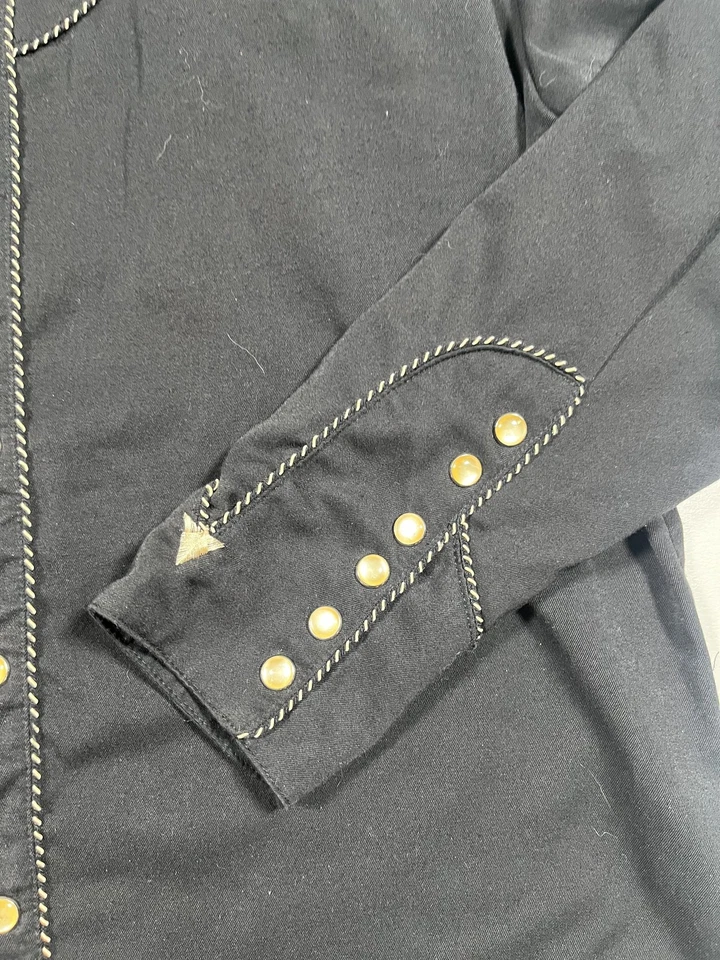 Camisa Scully Western Para Hombre Mediana Negra Notas Musicales Bordadas Botones a Presión Foto 4 de 4