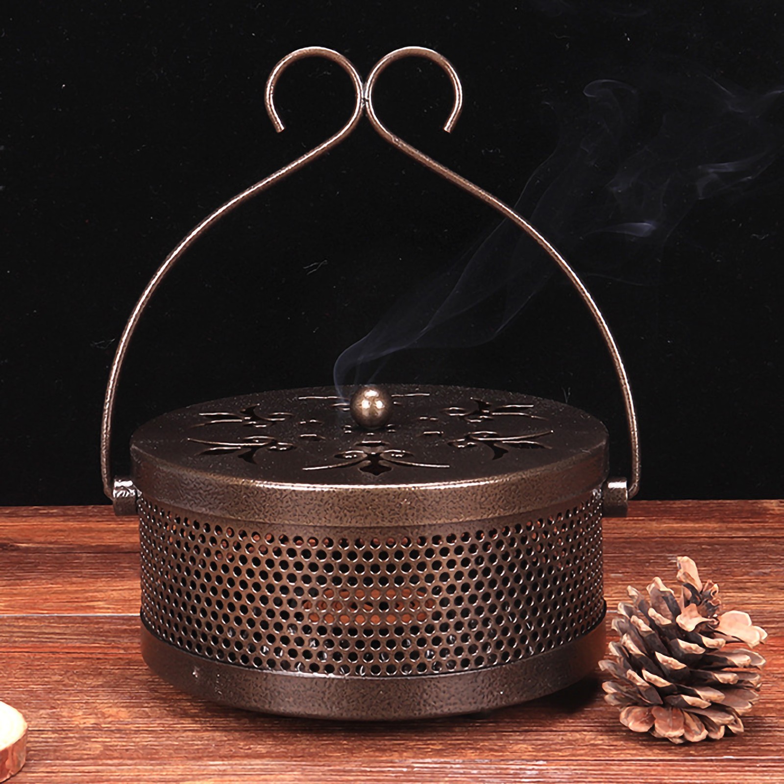 Mosquito Coil Holder Portable Antique Wrought Iron Fireproof Mosquito Incense Bo