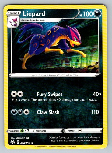 Liepard 078/159 Rare Crown Zenith Pokemon Near Mint