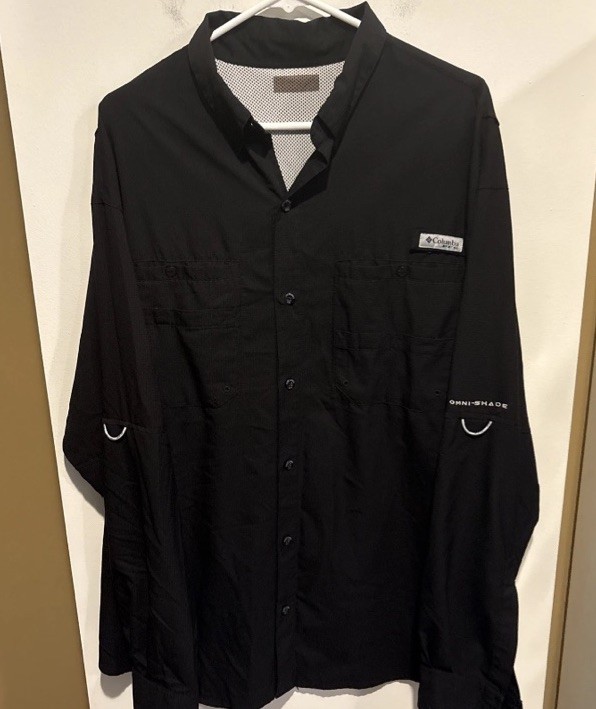 Columbia PFG Shirt Mens XXL 2TG Long Sleeve Black Fishing Vented Omni Shade