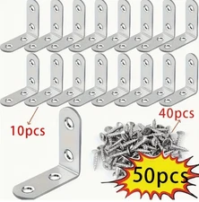 L-Shaped Bracket Corner Brace 90 Degree Angle Corner Silver Lot Stainless Steel