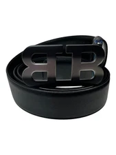 Bally 6302245 Men's Mirror Buckle Adjustable Reversible Black Belt EU 120/US 47