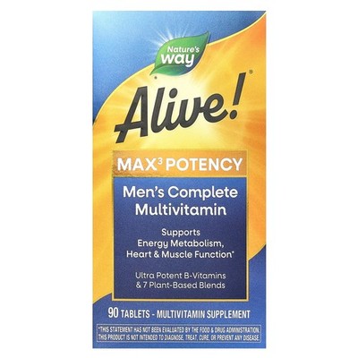 2 X Nature's Way, Alive!� Max3 Potency, Men's Complete Multivitamin, 90 Tablets