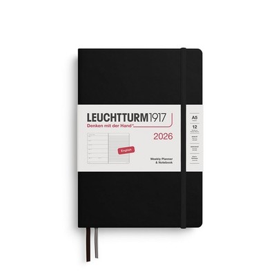 LEUCHTTURM1917 - Weekly Planner & Notebook 2026, Medium (A5), Black