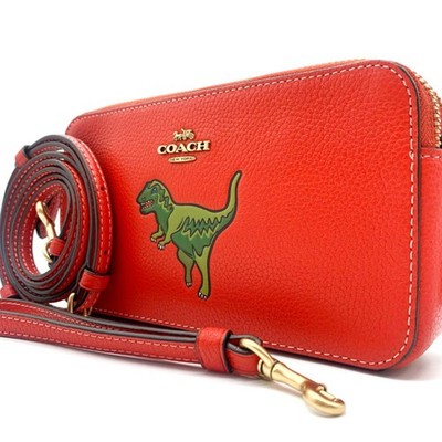 COACH Rexy Collaboration Dinosaur Leather Shoulder Bag Red