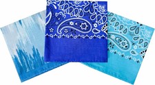 Bandanas for Women and Men  3 Pack Super Soft Thin 60s Preium Cotton 22 inch Ha