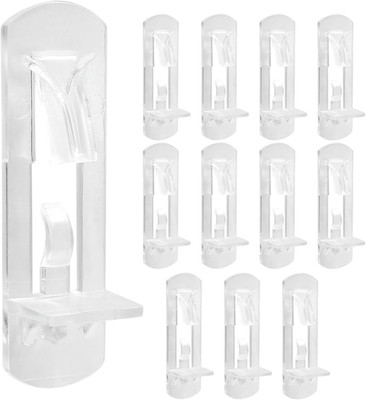 12 Pcs Plastic Locking Shelf Support Pegs, 5Mm Clear Cabinet Shelf Pins Self-Loc