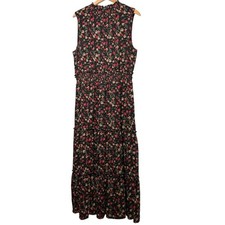 DRAPER JAMES RSVP | Women’s Black Floral Clip Dot Tiered Maxi Dress size XXL
