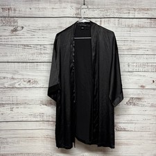 Victoria's Secret Black Satin Kimono Robe M/L