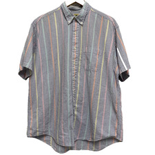 VTG LL Bean Men's Striped Seersucker Button Down Shirt XL Classic Preppy Flaw