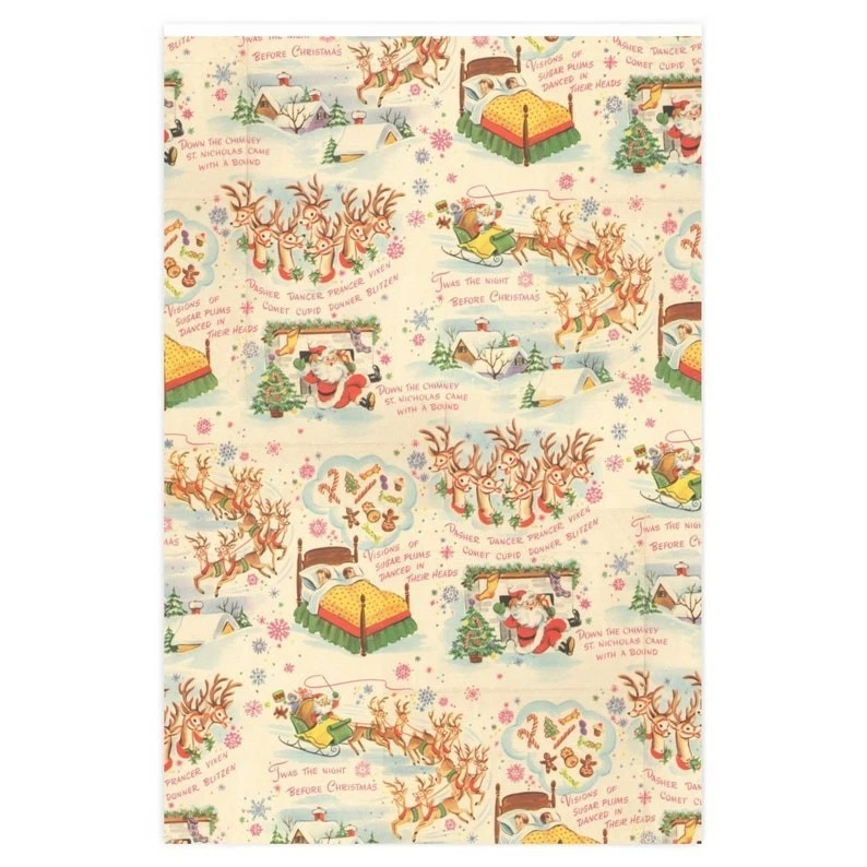 Vintage Santa Christmas Wrapping Paper, Classic Holiday Gift Wrap Roll - Image 3 of 3