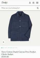 Drake’s London Navy Cotton Duck Canvas Five-Pocket Chore Jacket 36