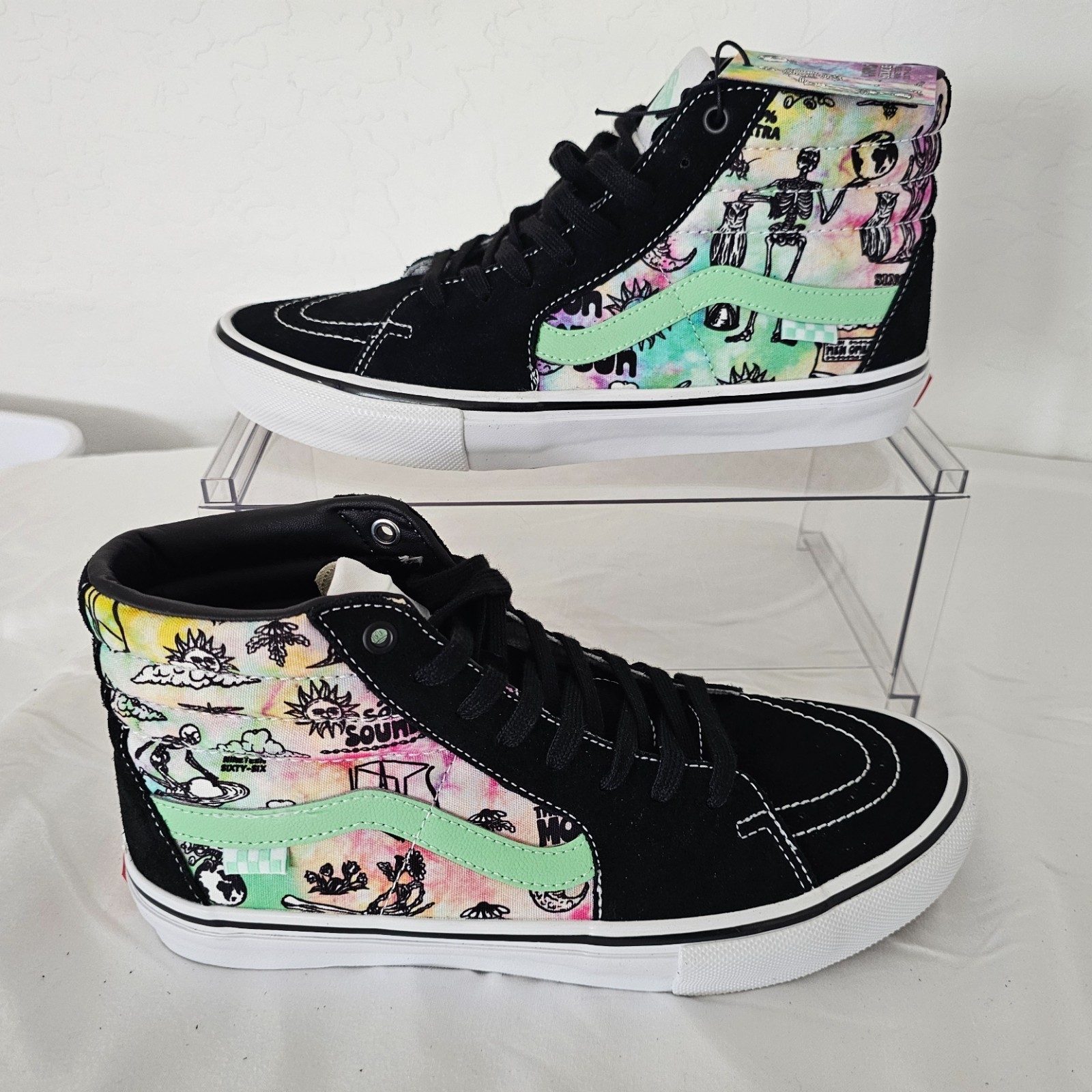 Vans Mens Sk8-Hi Shroom Doom Tie Dye Skate Shoes Size 10 in Canvas Suede