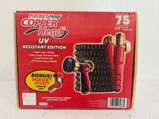 Pocket Hose Copper Head Expandable Garden Hose 75 FT With New 360° Pocket Pivot