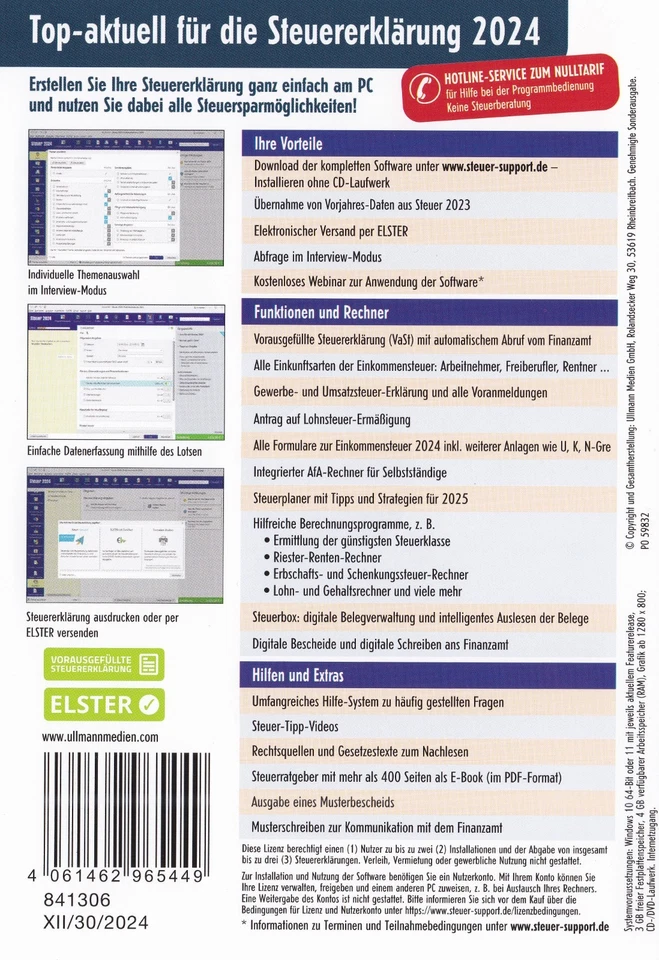 ALDI Steuersoftware 2024 Steuererklärung - CD oder Installations-Key per Email - Bild 2 von 4