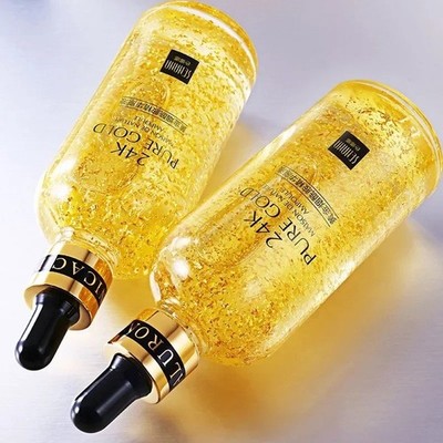 24K Gold Facial Serum Brightening Skin Care Essence Nicotinamide Pore Minimizer