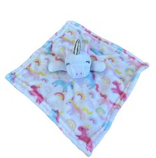 Cribmates Baby Security Blanket Pal Unicorn Lovey Rainbow White Pink 11