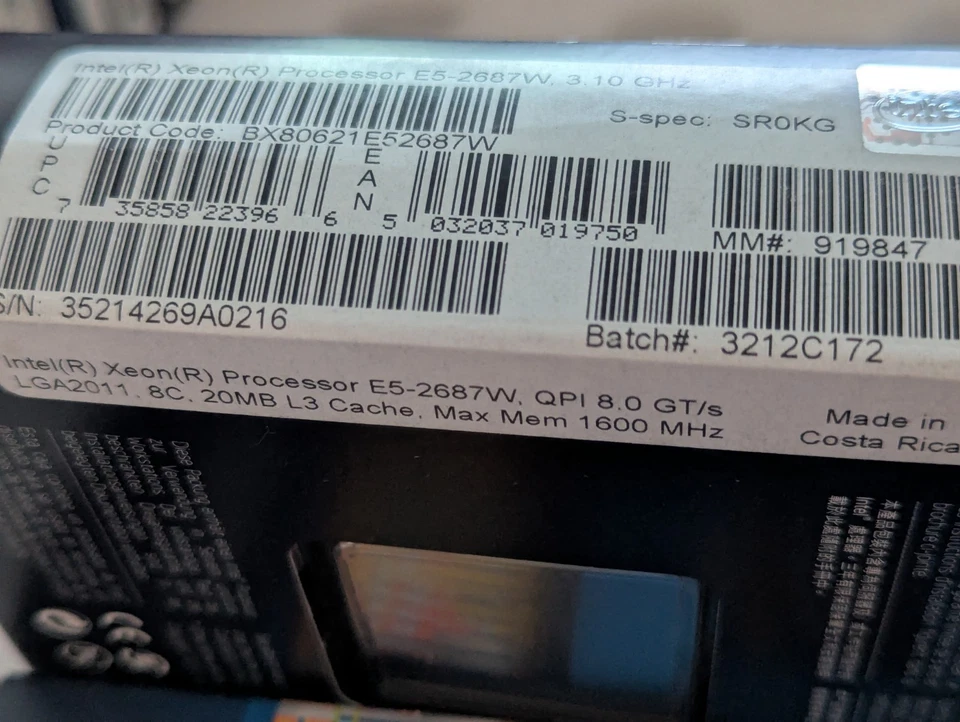 [NEW SEALED] Intel Xeon Processor E5-2687W 20M Cache 3.10 GHz 8.00 GT/s QPI - Image 3 of 3