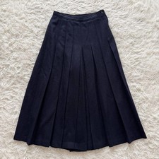 USED COMME DES GARCONS WIDE-LEG PLEATED PANTS, LONG SKIRT STYLE, NAVY BLUE, SH