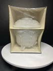 Vintage Jeanette Frosted Glass Footed Candy Dish/ Lid Harvest Grape #3525