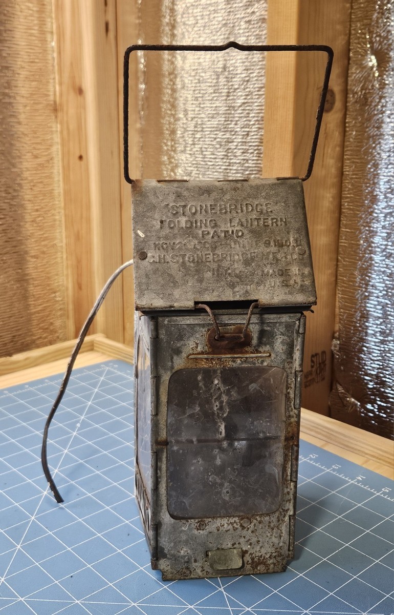 Antique 1908 STONEBRIDGE Portable Folding WWI Era Field Candle