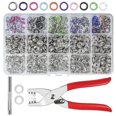 Craftsmanship DIY 200 Sets Metal Snaps Buttons with Fastener Pliers Press Too...
