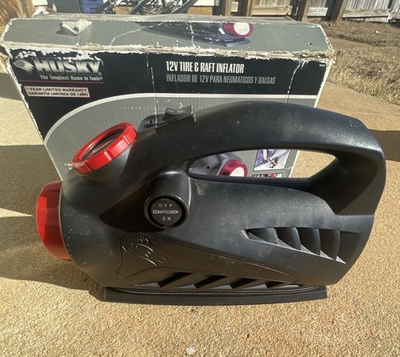 #ad Husky 12V Tire And Raft Inflator with Pressure Gauge and Safety Light $19.99