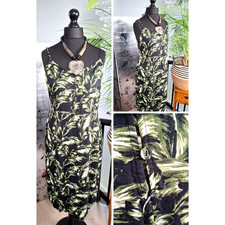 Green Black DRESS Ladies Midi sleeveless Floral BOHO Dress Womens SIZE 18 XL