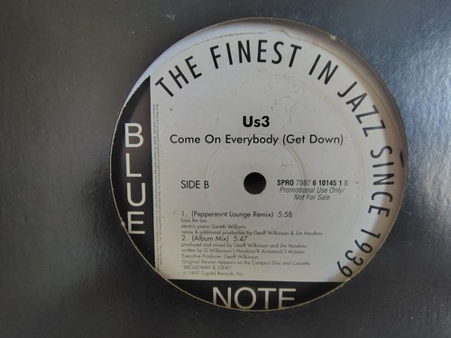 US3 - "COME ON EVERYBODY" (GET DOWN) PROMO w/ 4 MIXES! / BLUE NOTE RECORDS 1997 - Zdjęcie 2 z 2