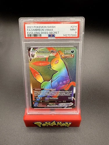 Pokemon TCG Umbreon VMAX Rainbow Secret Rare Card 214/203 Evolving Skies PSA 9